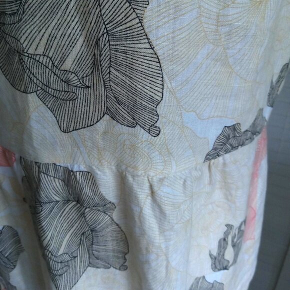 Joan Vass Sleeveless Linen Tunic - Coral and Charcoal - Picture 10 of 16